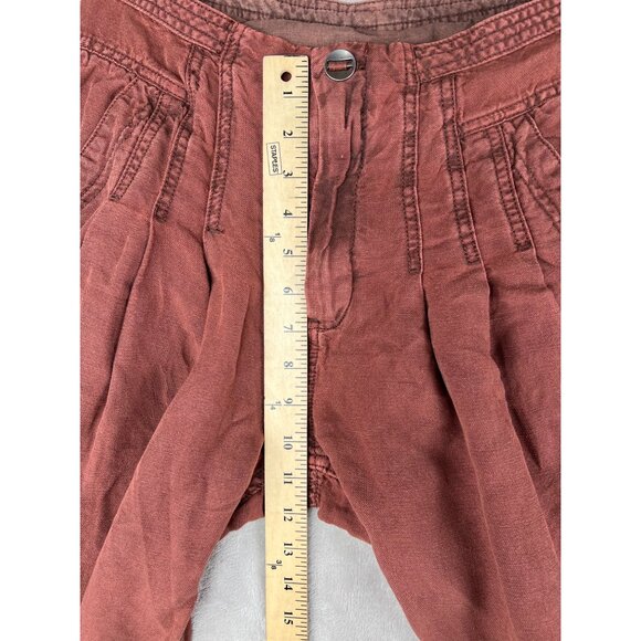 Free People Womens Lotta Love Linen Rust High-Waisted Wide-Leg Pants Size 4 - Picture 9 of 14